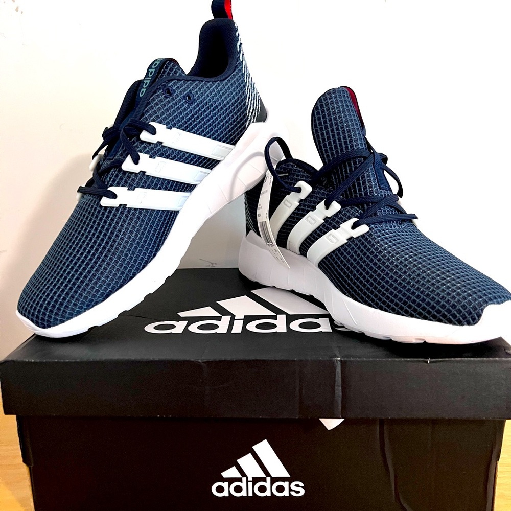 Adidas Mens Questar Flow K - Navy Blue & White - Size 6.5